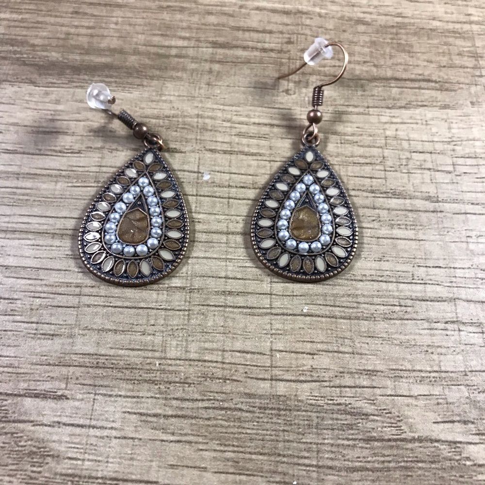 Bohemian Teardrop Earrings with Crystal Accents